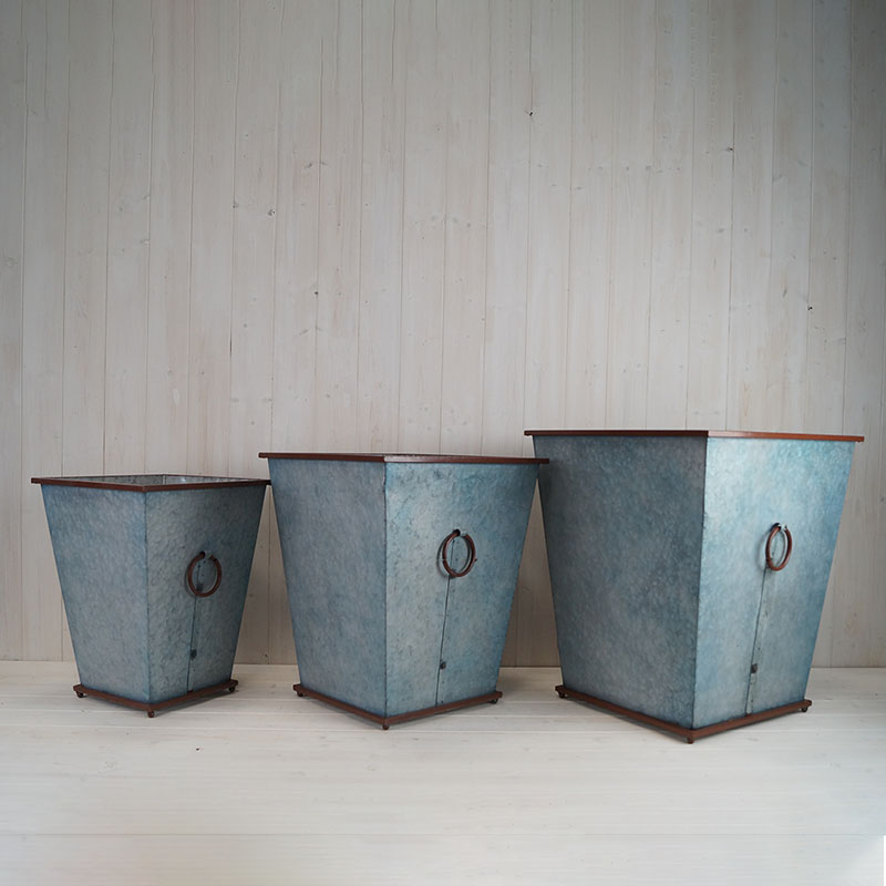 Set of 3 Large Metal Square Tall Planters detail page
